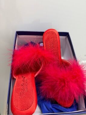 Red Feather Slide Sandals - Luxury Women's Slippers